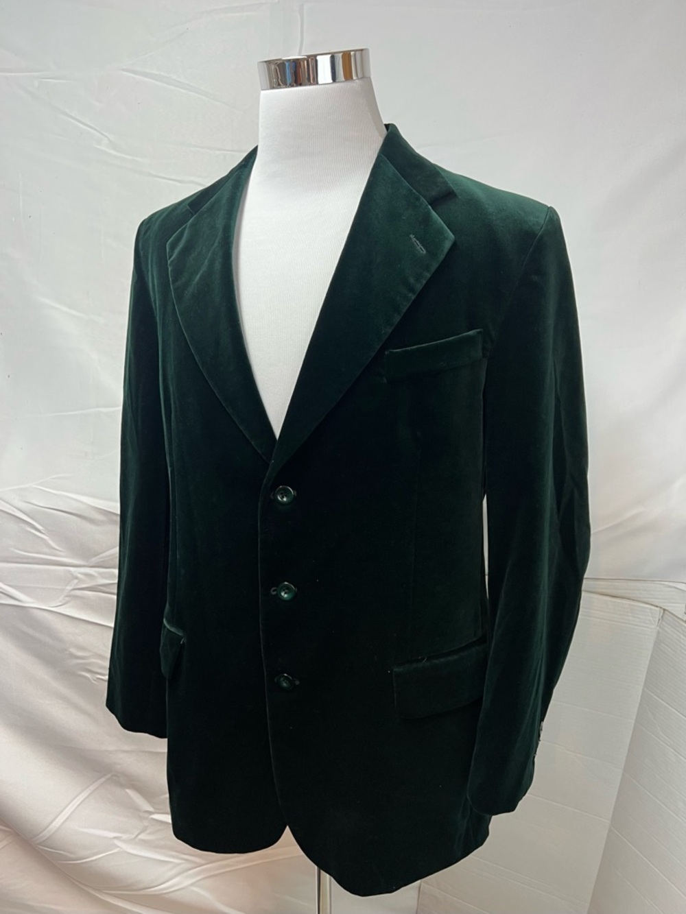 Men’s 44L Dark Green Velvet Stacy Adams Blazer Jacket Vintage Sport Coat - Picture 4 of 8